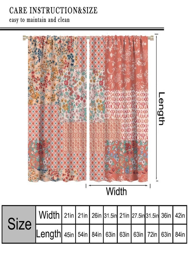 JADERYS Boho Patchwork Curtains Colorful Vintage Rustic Splicing Wildflower Farmhouse Country Girls Women Bedroom Living Room Rod Pocket Decoration Window Drapes 2 Panels W21xL54in - Image 5